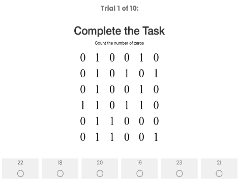 Grid of 36 1s and 0s.